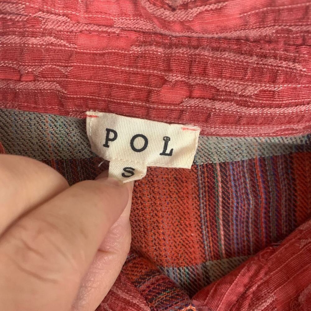 POL size small oversized patchwork button up shir… - image 3